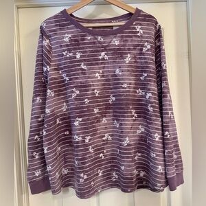 Sonoma Purple Striped Floral Long Sleeve Top